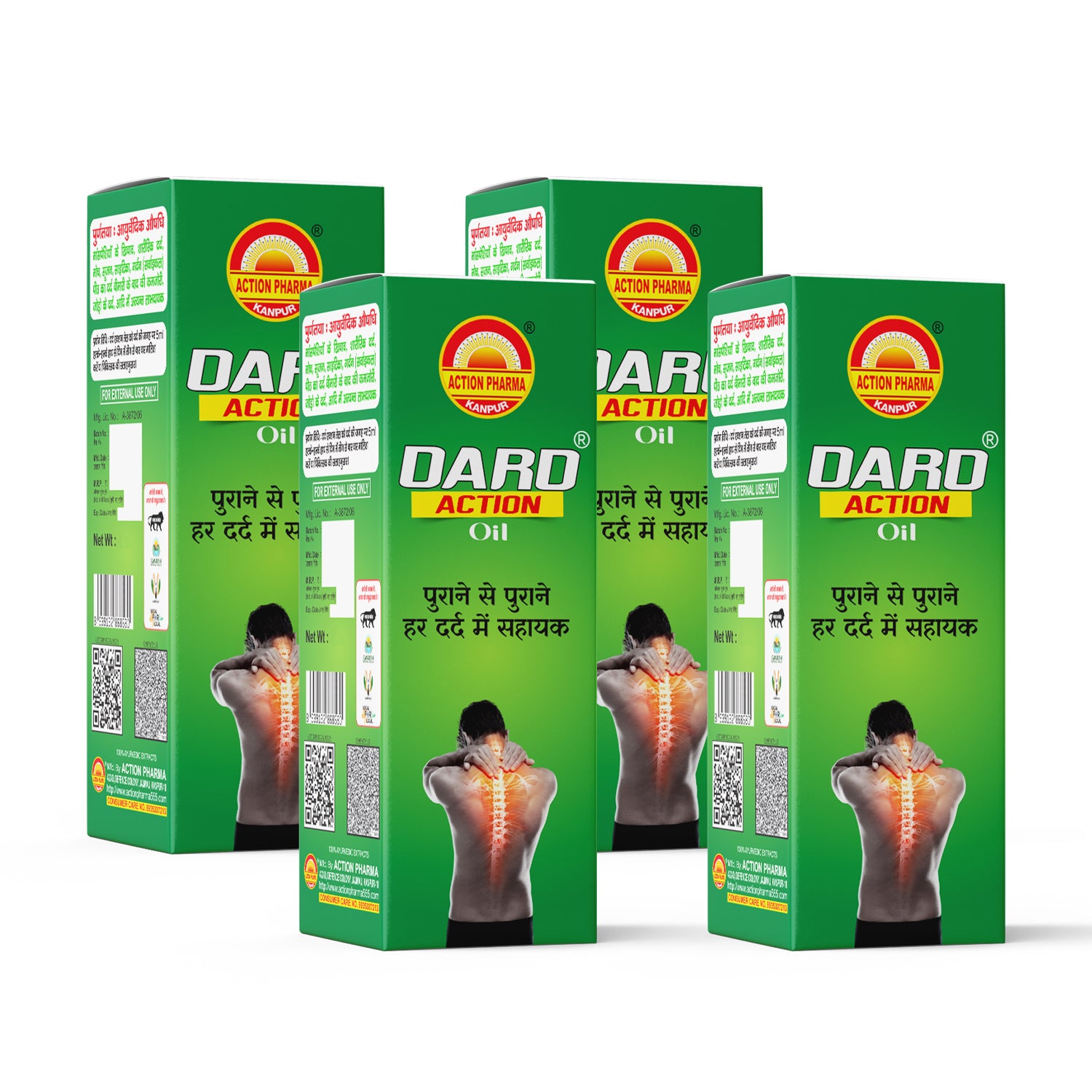 Dard Action I Oil I Chronic Pain I Muscle Strain I Body Pain I Sprains I Swelling I Sciatica I Neck (Cervical) I Back Pain I Post-Illness I Weakness I Joint Pain I Knee Pain