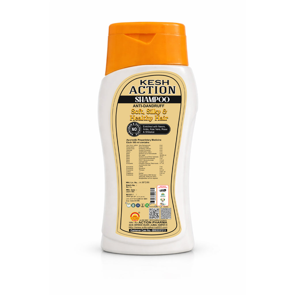 Action Shampoo I Anti-Dandruff I Enriched with Neem I Amla I Aloe Vera I Rose & Shikakai I Soft & Silky Healthy Hair