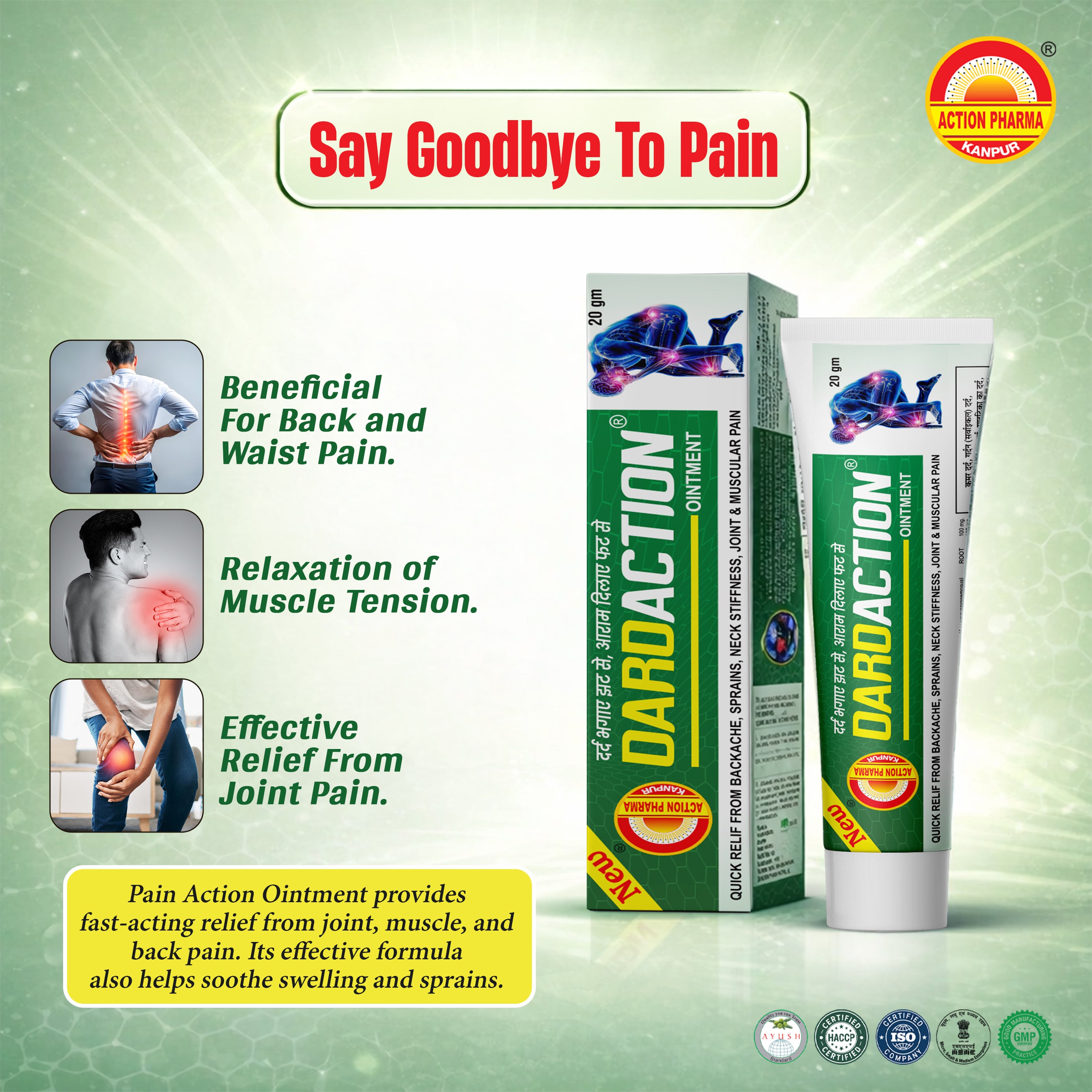 Dard Action Ointment I Dardaction I Strong Pain Relief Ointment I Quick Relief from Backache I Sprains I Neck Stiffness I Joint I Muscular Pain I Herbal I Fast Relief of Back Pain I Neck I Cervical Pain I Knee Pain I Sciatica Pain I Muscular Pain