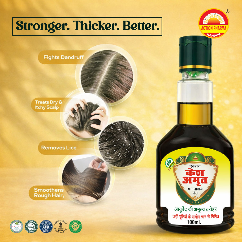 Action Kesh Amrit Ganjnashk Oil I Legacy of Ayurveda