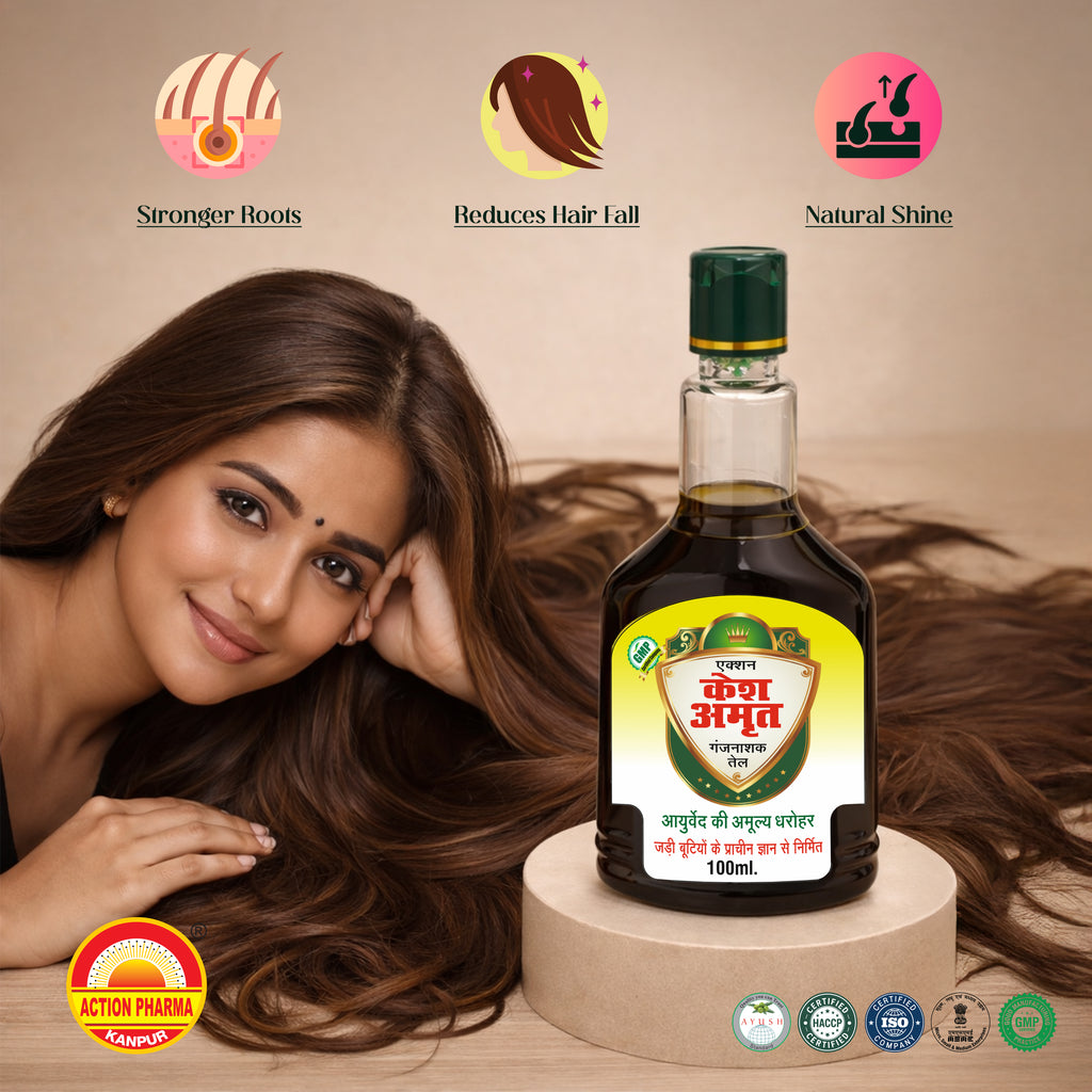Action Kesh Amrit Ganjnashk Oil I Legacy of Ayurveda