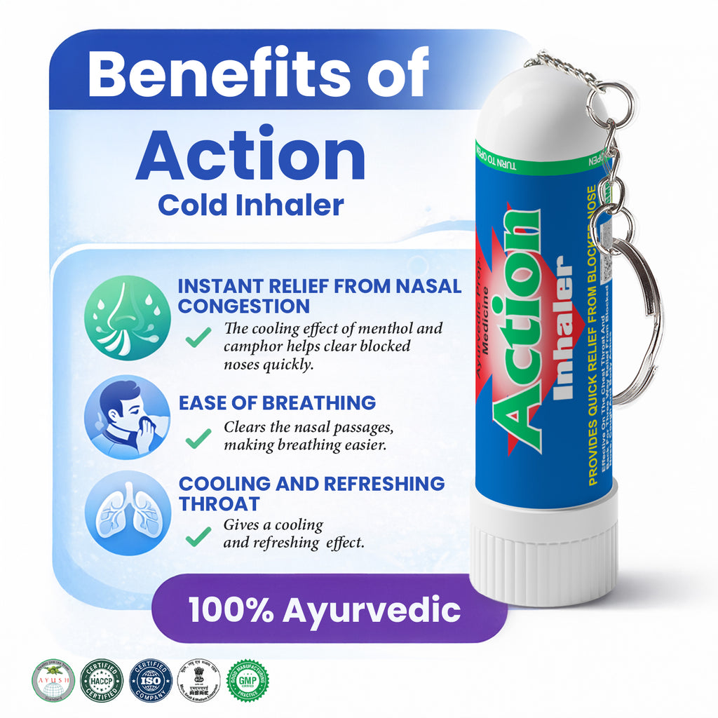Action Inhaler I Chest Throat and Back for Three Way Relief from Blocked Nose, Cough and Body Aches