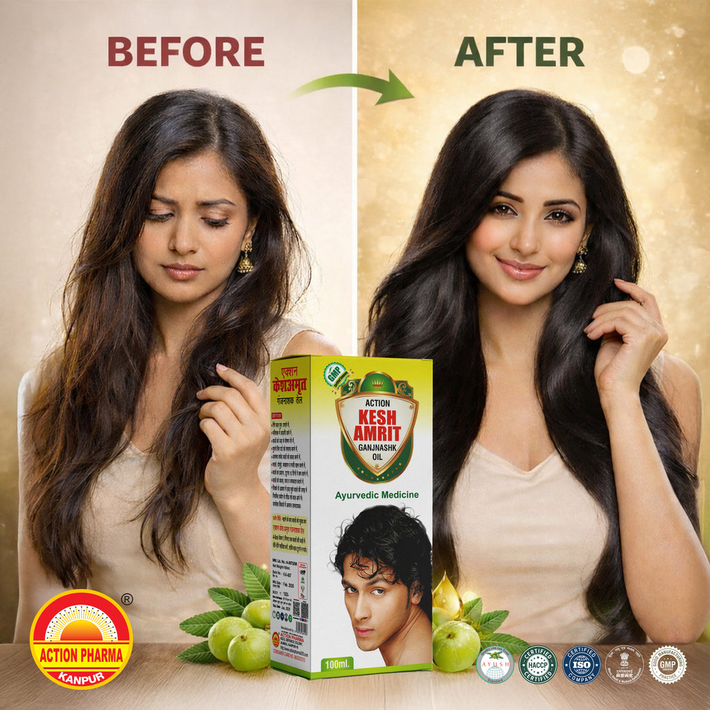 Action Kesh Amrit Ganjnashk Oil I Legacy of Ayurveda