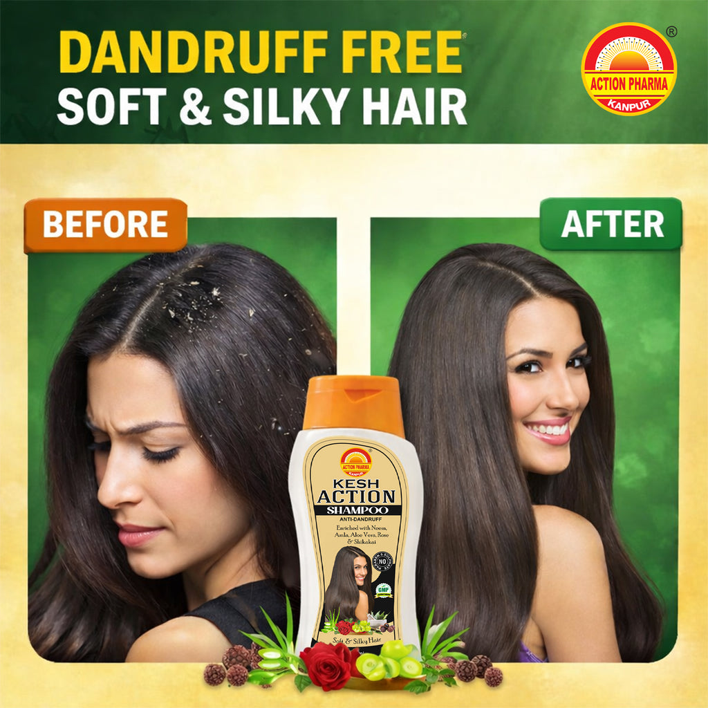 Action Shampoo I Anti-Dandruff I Enriched with Neem I Amla I Aloe Vera I Rose & Shikakai I Soft & Silky Healthy Hair